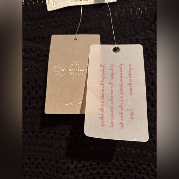 Sparrow Crochet Knit Top Womens Medium Black Boho Lace 3/4 Sleeve NWT - Picture 6 of 9